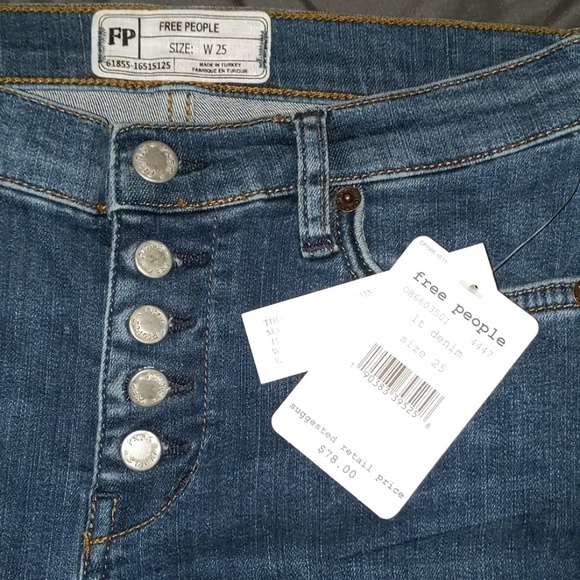 Free people Reagan skinny button front jeans Lt - Picture 7 of 8